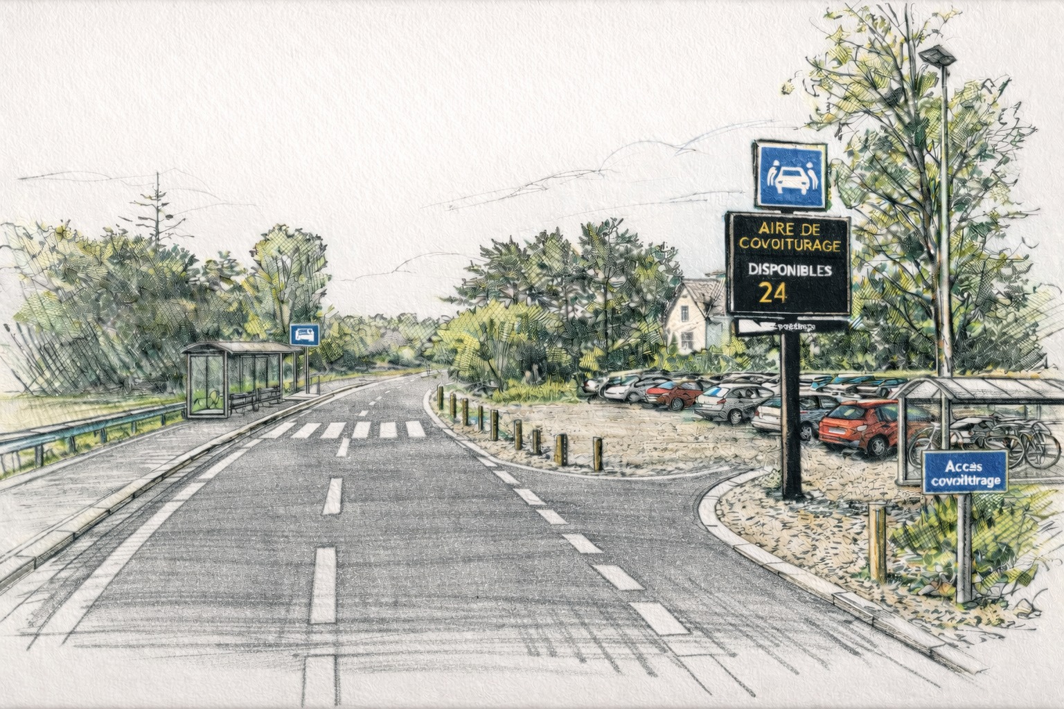 Illustration : aire de covoiturage