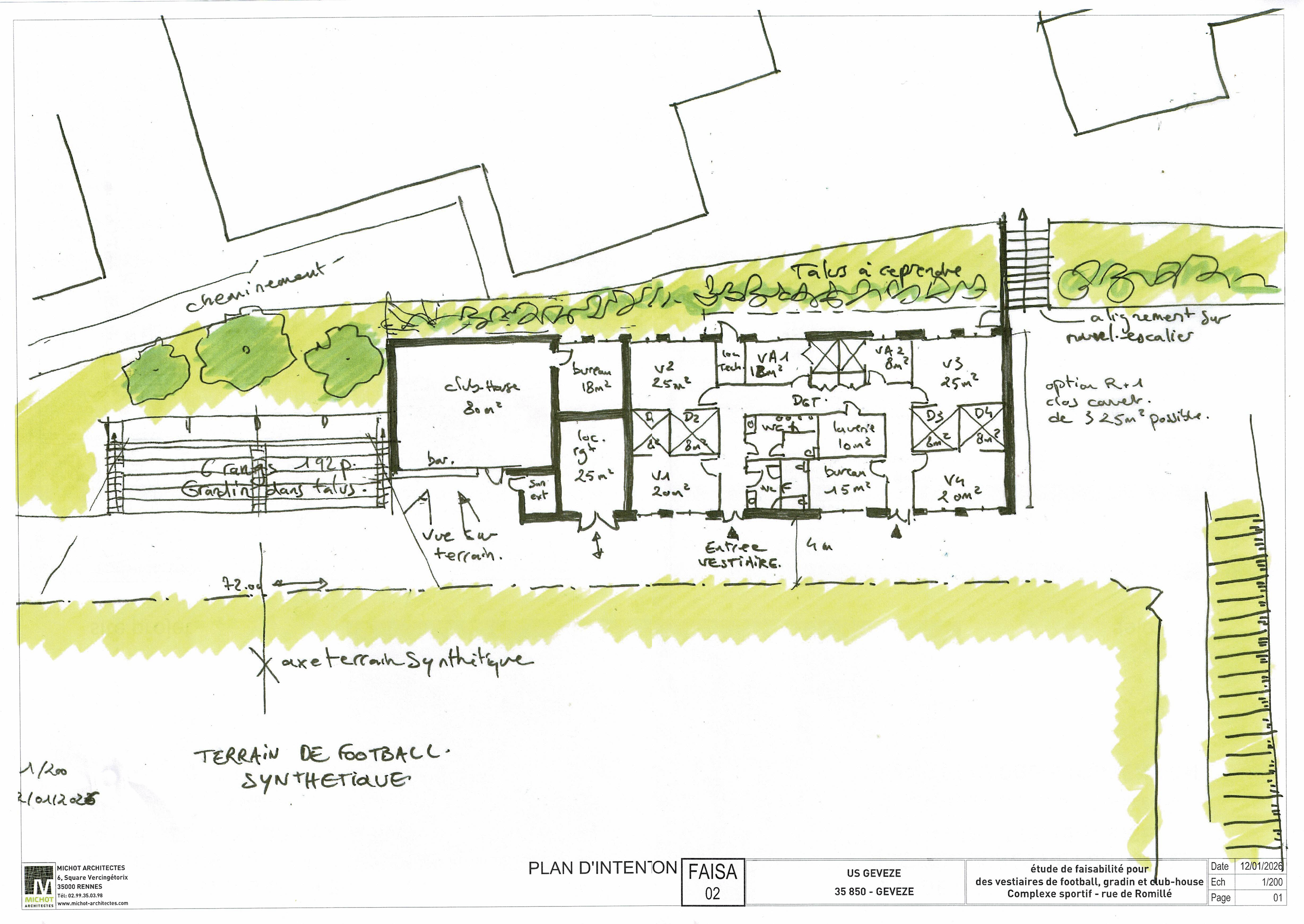 Plans : insertion et organisation du projet d'aménagements pour l'USG (juxtaposition)